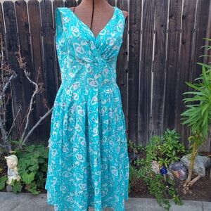 Lazybones Space Print Turquoise Patterned Midi Dress